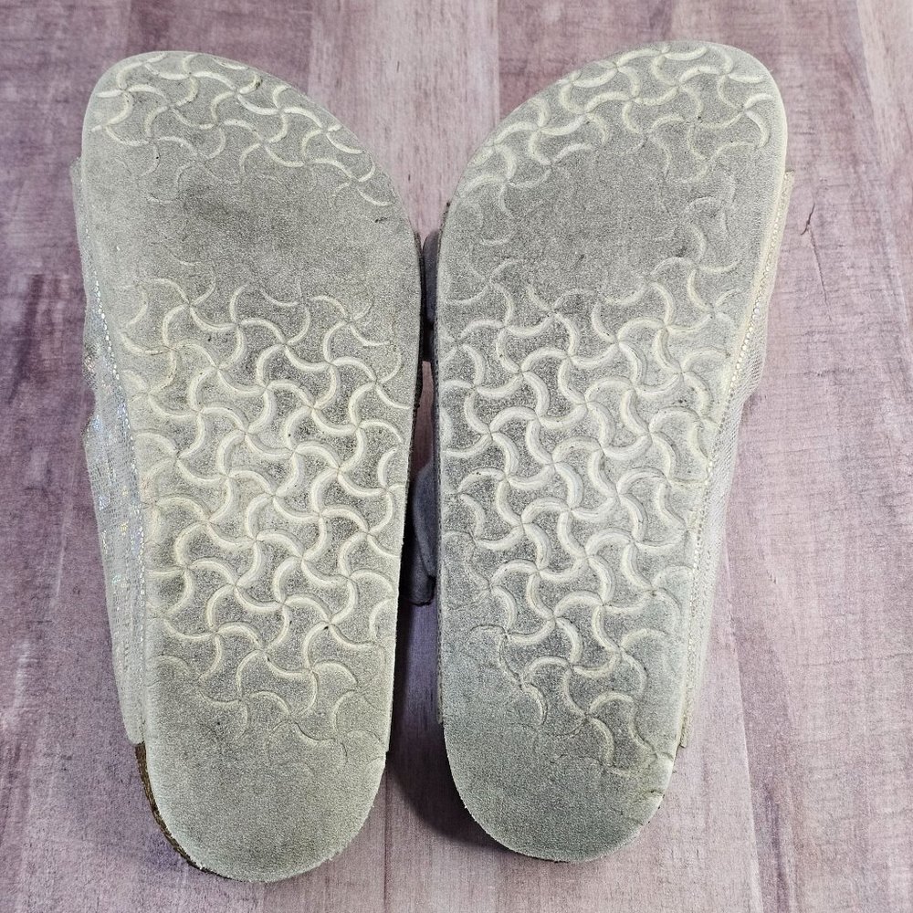 Birkenstock Girls Size 33 Holographic Sparkle Arizona Slip On Sandals Shoes - Picture 11 of 13